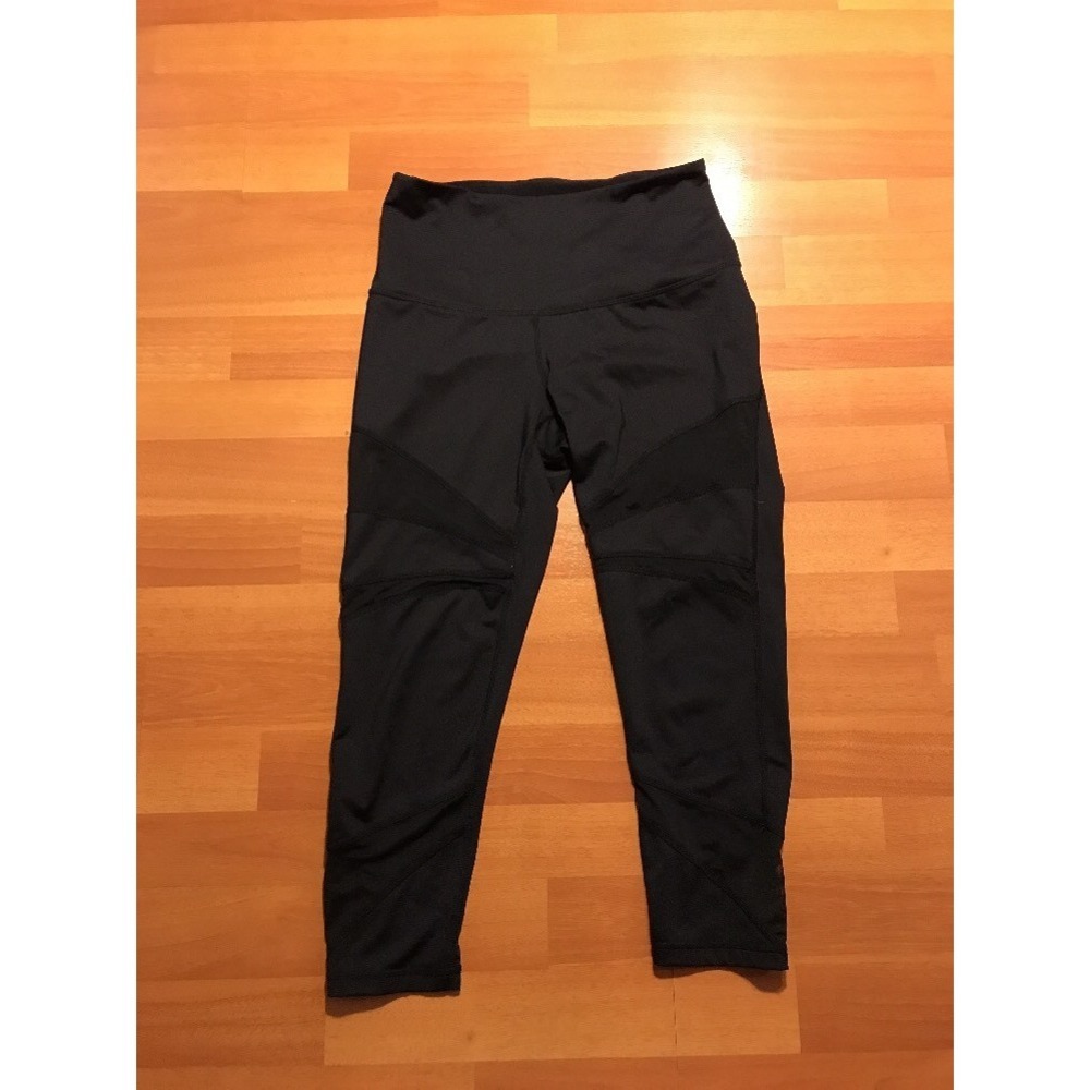 Z by Zella Capri Cropped Leggings Women's Size Small S Black Mesh Trim